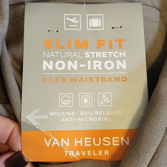Van Heusen NWT Traveler Slim Fit taupe men's dress pants, 36x34 - Picture 6 of 10